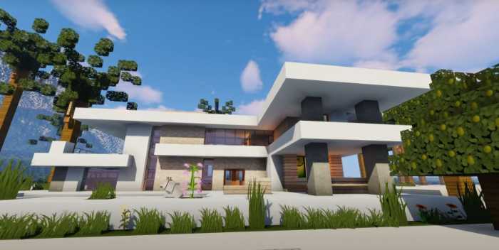 white modern beach house minecraft