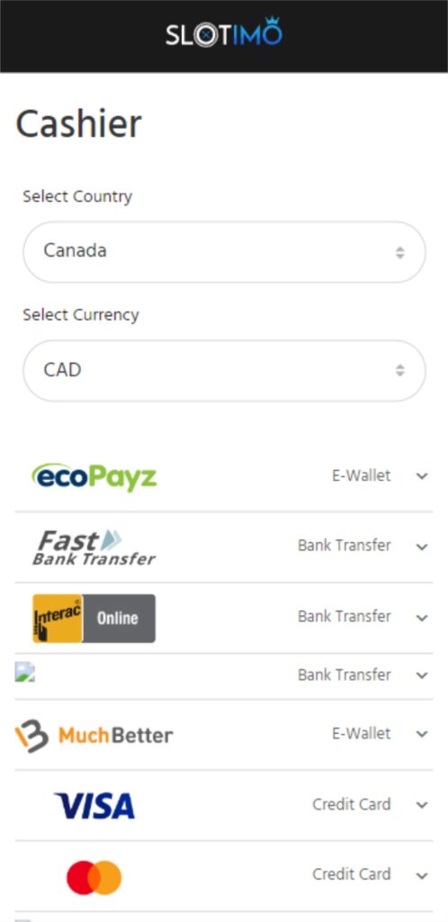 Slotimo CA Cashier Mobile