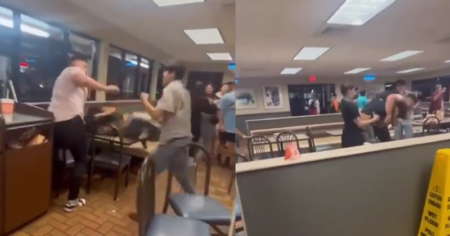 Spectacular Restaurant Brawl Erupts, Goes Viral After Inclusion of WWE-Style Move Restaurant Brawl