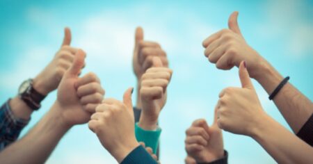 Crowd Giving Thumb Up